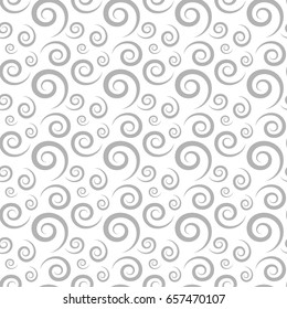 Seamless vector pattern with decorative gray swirls on white background