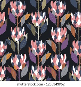 Seamless vector pattern with decorative image of an African flower - Protees for your projects