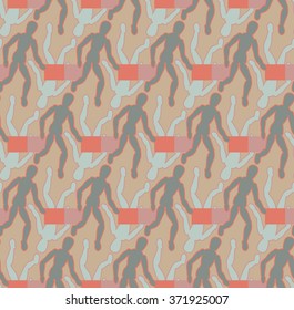 Seamless vector pattern with decorative man figures repeated on colorful background.