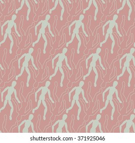 Seamless vector pattern with decorative man figures repeated on colorful background.