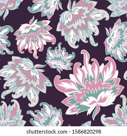 Seamless vector pattern of decorative silhouettes of lush peonies. The design is perfectly suitable for clothes design, children decoration, stickers, stationary, tattoos. 
