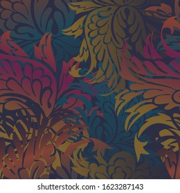 Seamless vector pattern of decorative silhouettes of abstract flowers. The design is perfectly suitable for clothes design, children decoration, stickers, stationary, tattoos. 