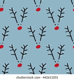 Seamless vector pattern with deers. Hand drawn graphic background.