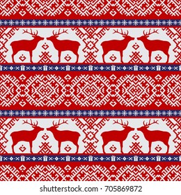 Seamless vector pattern with deers in scandinavian style
