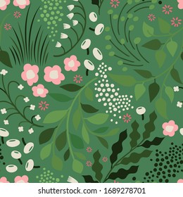 Seamless vector pattern. Delicate floral background. 