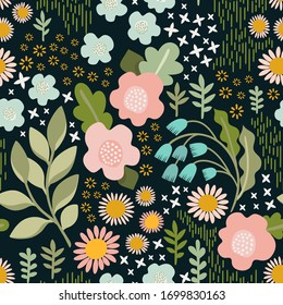 Seamless vector pattern. Delicate floral background. 