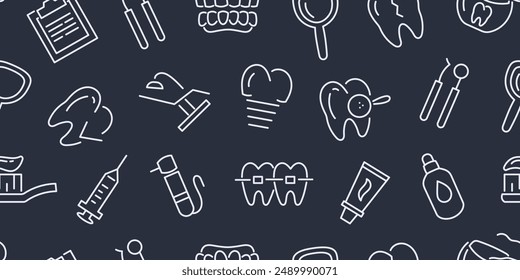 Seamless vector pattern with dental and oral hygiene icons