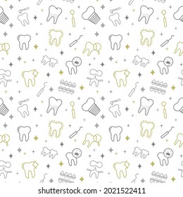 Seamless vector pattern with Dental services. For fabric, paper, wrap, textile, poster, scrapbooking, wallpaper or background.