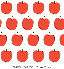 Seamless vector pattern depicting a juicy whole apple and its slices. For wallpaper design, textiles, postcards, posters, banners. For the kitchen