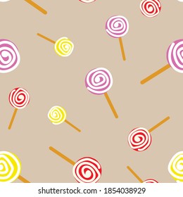seamless vector pattern design with colorful lollipops