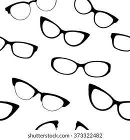 Seamless vector pattern, for design, digital paper, textile - different types of glasses, frames.
