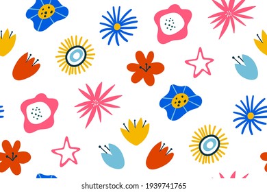 Seamless vector pattern for design and fashion prints. Floral seamless pattern. Vector design for paper, cover, fabric, interior decor. Scandinavian style. texture for children. summer and spring