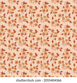 Patrón vectorial transparente para el diseño y las impresiones de moda. Flores con flores pequeñas sobre fondo de color claro. 