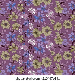 Seamless vector pattern for design and fashion prints. Flowers pattern       with small  flowers on light color background. 