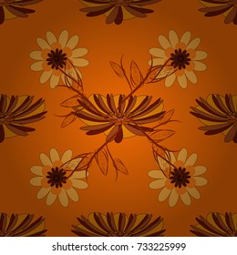 Seamless vector pattern for design and fashion prints. Vintage floral background. Ditsy style. Flowers pattern with small red, orange and brown flowers.