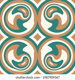 Seamless vector pattern design flowing shapes circle repeatable endless ornament