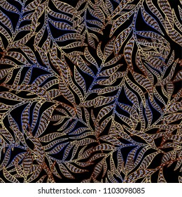 Seamless vector pattern design. Foliage texture
Endless background for different surfaces. Tropical palm leaves.