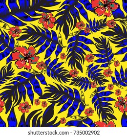 Seamless vector pattern design. Foliage texture
Endless background for different surfaces. Leaves. Tropical palm leaves.