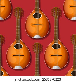 Seamless vector pattern design with mandoline instruments. Vector template.