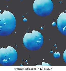 Seamless vector pattern design with realistic abstract water drop circle shapes, repeating endless background, surface pattern for all web and print purposes