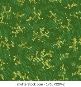 Seamless Vector Pattern Design.  Repeated Vector Green and yellow spots, Camo Camouflage. Green Seamless Dotted Camouflage, Vector Pattern. Khaki Seamless Modern Camouflage, Graphic Design.