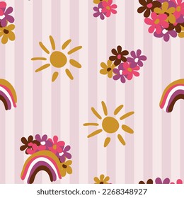 Seamless vector pattern. For design, wrapping paper and wallpaper. Flower pattern. Vector illustration. Hand-Drawn.