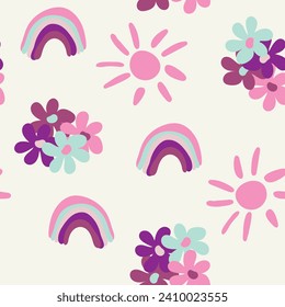Seamless vector pattern. For design, wrapping paper and wallpaper. Flower pattern. Vector illustration. Hand-Drawn.