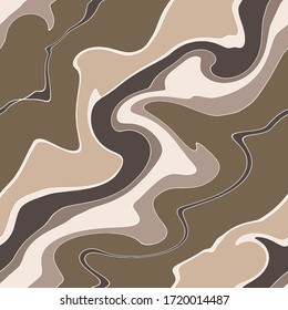 Seamless vector pattern with diagonal curved outlines. Diagonal curved lines, waves, asymmetric, arbitrary, hand drawn. 