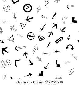 Seamless vector pattern with different arrows. Modern cursor illustration