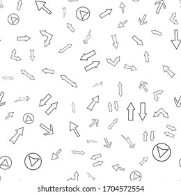 Seamless vector pattern with different arrows. Modern cursor illustration