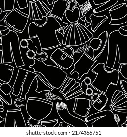 seamless vector pattern with different clothes randomly arranged. stylish background picture