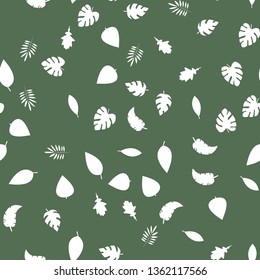 Seamless vector Pattern with different leaves. Floral decoration.