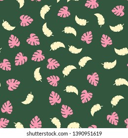 Seamless vector Pattern with different leaves. Floral decoration.