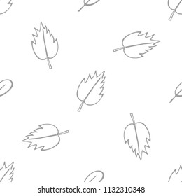 Seamless vector pattern with different monochrome autumn leaves.