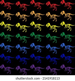 Seamless vector pattern with dinosaur skeleton. 