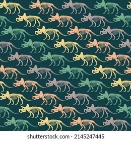 Seamless vector pattern with dinosaur skeleton. 