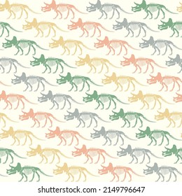 Seamless vector pattern with dinosaur skeleton. 