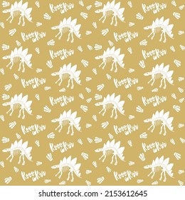 Seamless vector pattern with dinosaur skeleton. 