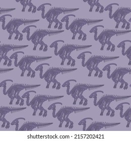 Seamless vector pattern with dinosaur skeleton. 