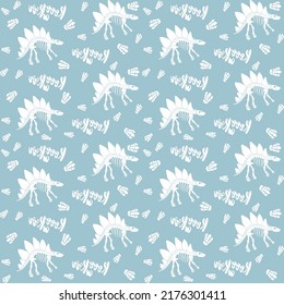 Seamless vector pattern with dinosaur skeleton. 
