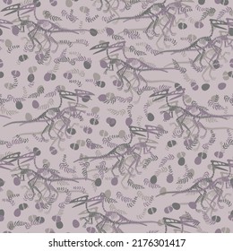 Seamless vector pattern with dinosaur skeleton. 