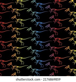 Seamless vector pattern with dinosaur skeleton. 