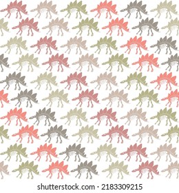 Seamless vector pattern with dinosaur skeleton. 