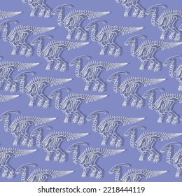 Seamless vector pattern with dinosaur skeleton. 