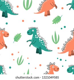 seamless vector pattern with dinosaurs