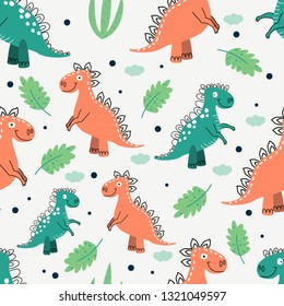 seamless vector pattern with dinosaurs