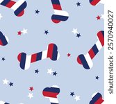 Seamless Vector pattern with Dog Bones and Star for American Independence Day 4th of July background