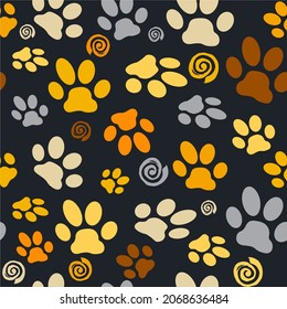 Seamless vector pattern, dog footprints