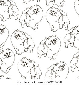 Seamless vector pattern with dogs. Black and white dog pattern. Hand drawn background. Amazing artistic wallpaper. Can be used for wrapping paper, textile, web page background. Endless texture.