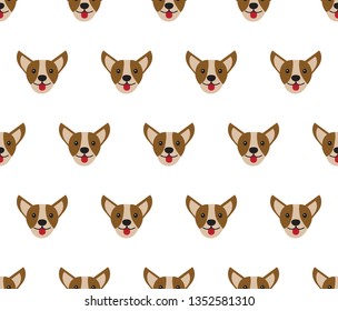 Seamless vector pattern with dogs of Pug breed, French Bulldog, Bull Terrier.